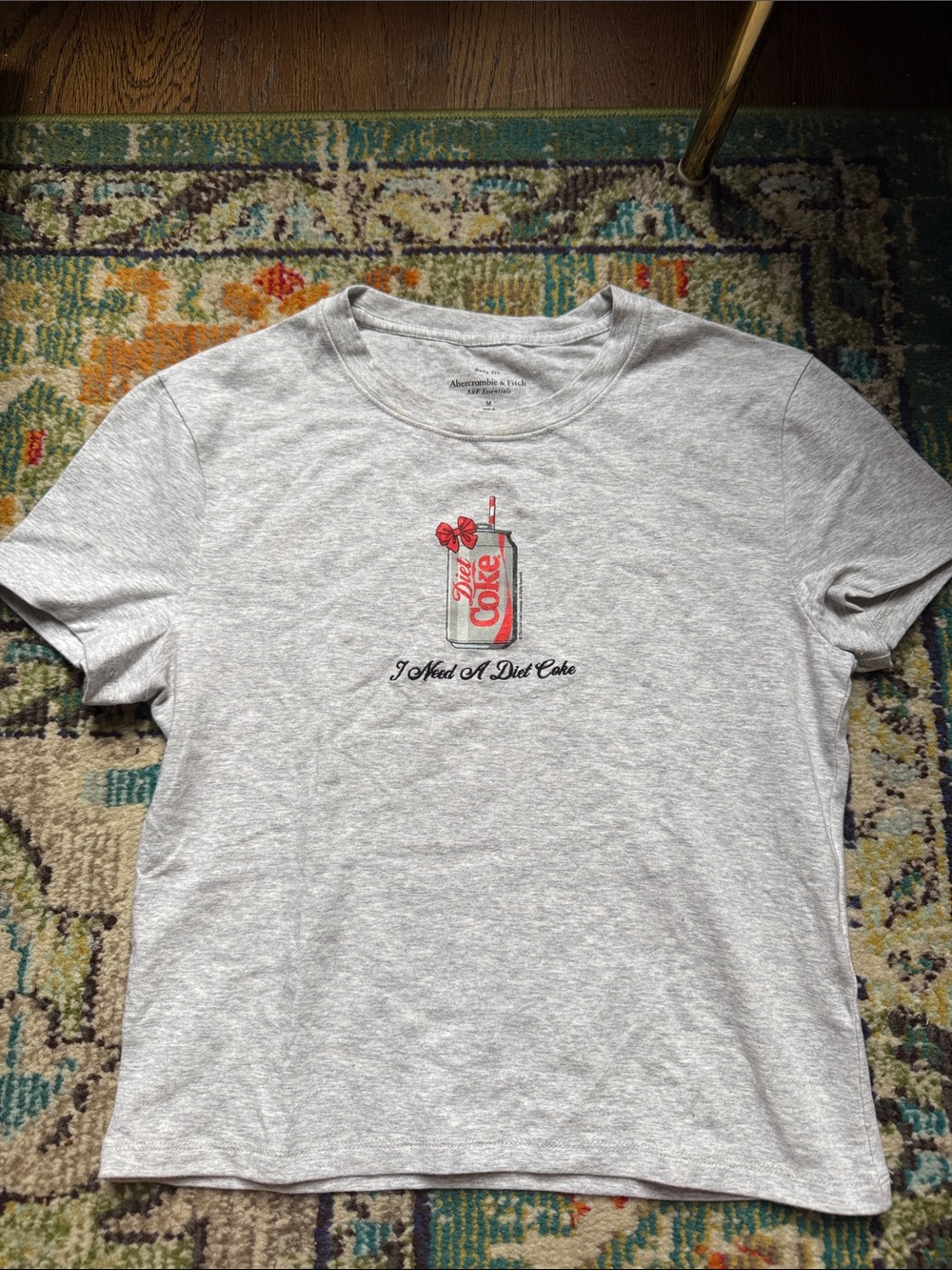 Abercrombie & Fitch Light Gray Short-Sleeve Tee with Red Soda Can Graphic